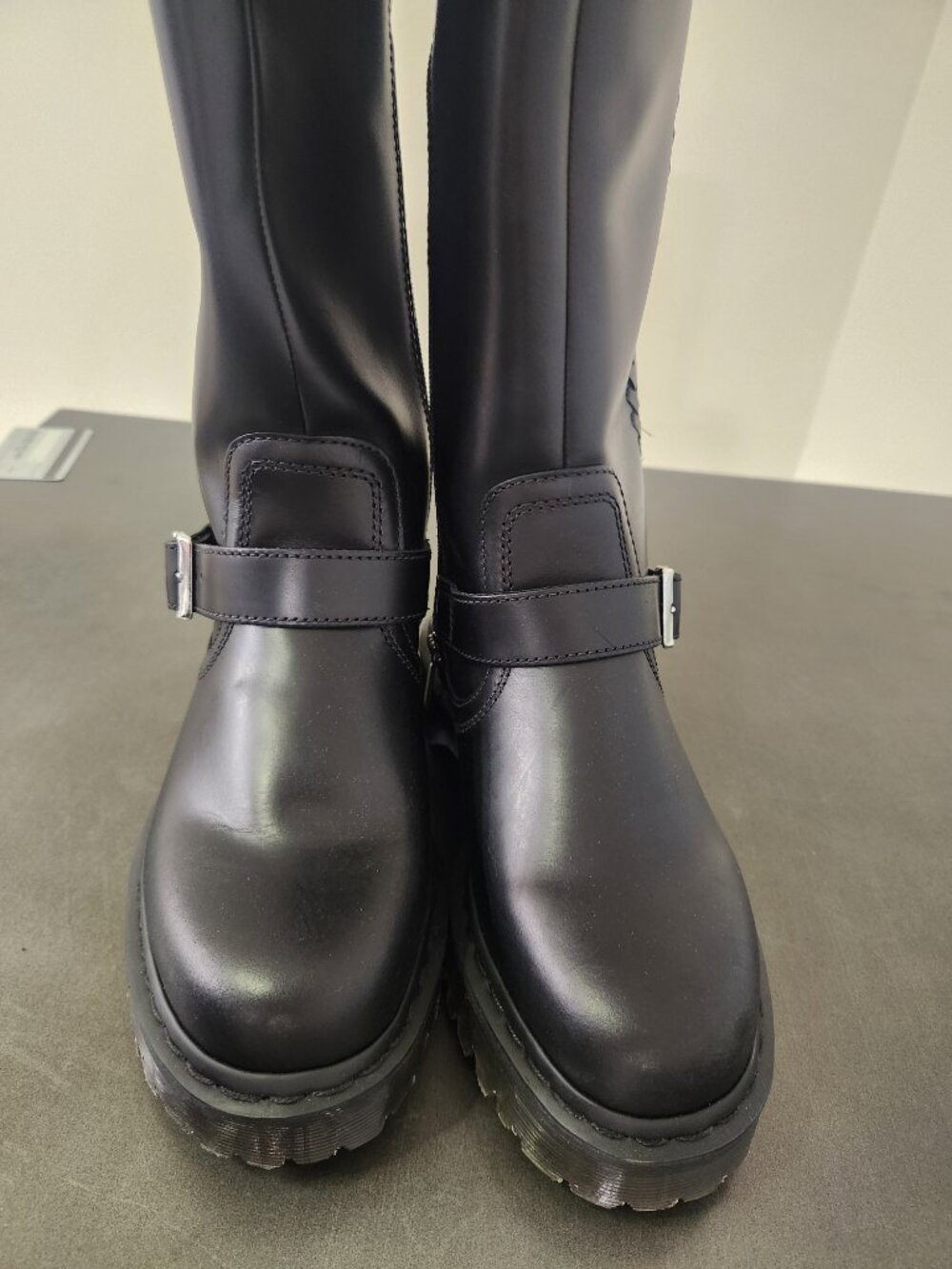 Dr. Martens Anistone Knee High Orleans Leather Biker Boots - Picture 7 of 12